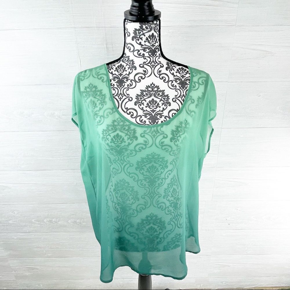 Torrid Ombre Sheer Chiffon Button Back Dolman Top - Picture 3 of 8